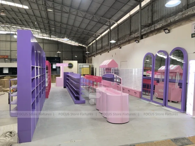 Purple Pink Beauty Store Fixture Layout