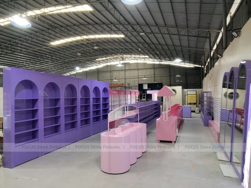 Purple Pink Beauty Store Fixture Layout