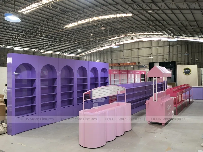 Purple Pink Beauty Store Fixture Layout