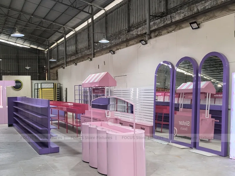 Purple Pink Beauty Store Fixture Layout