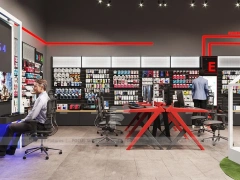 Red Black Mobile Phone Store Interior
