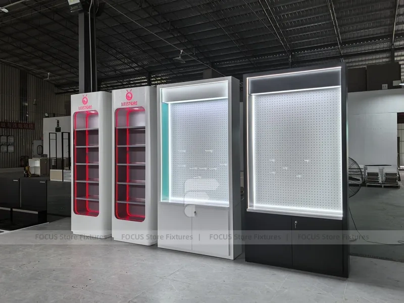 Red Black Phone Display Cabinet Set Standalone