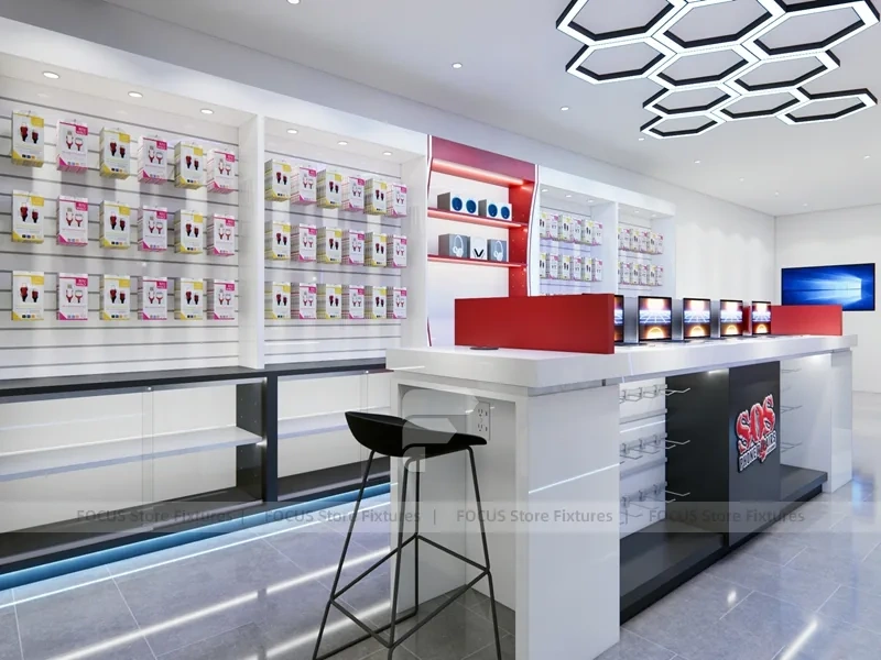 Red Black Phone Service Counter Store