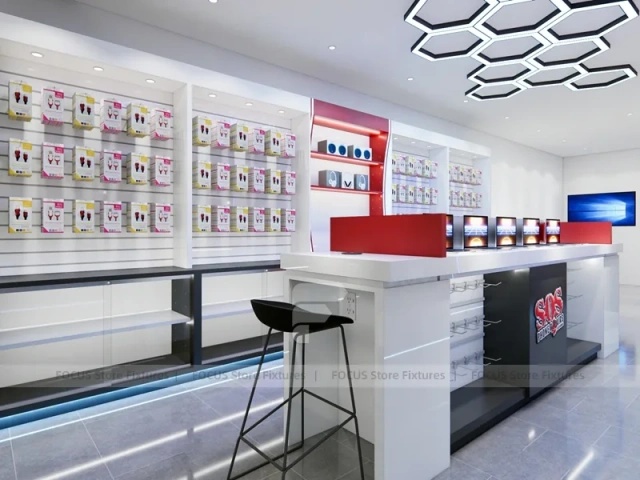 Red Black Phone Service Counter Store