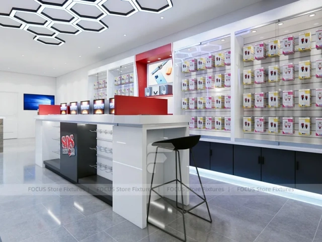 Red Black Phone Service Counter Store