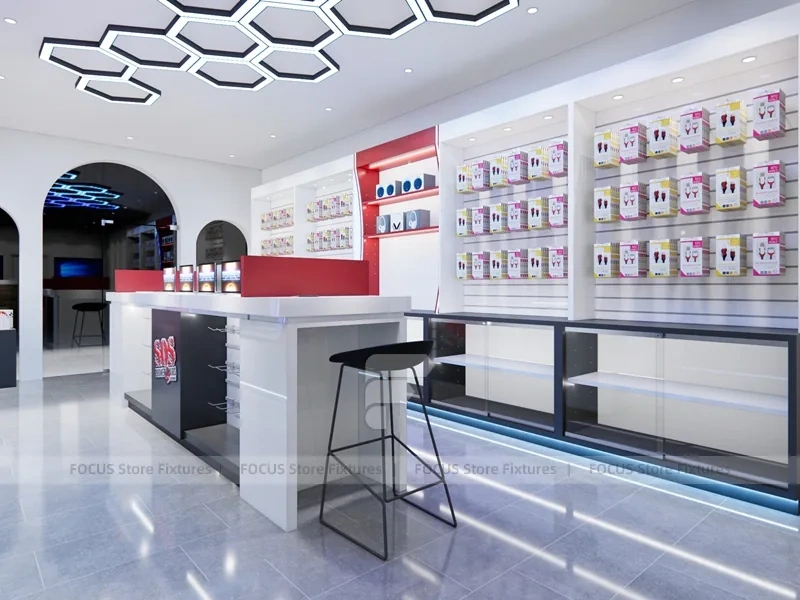 Red Black Phone Service Counter Store