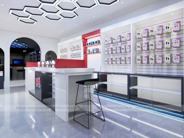 Red Black Phone Service Counter Store