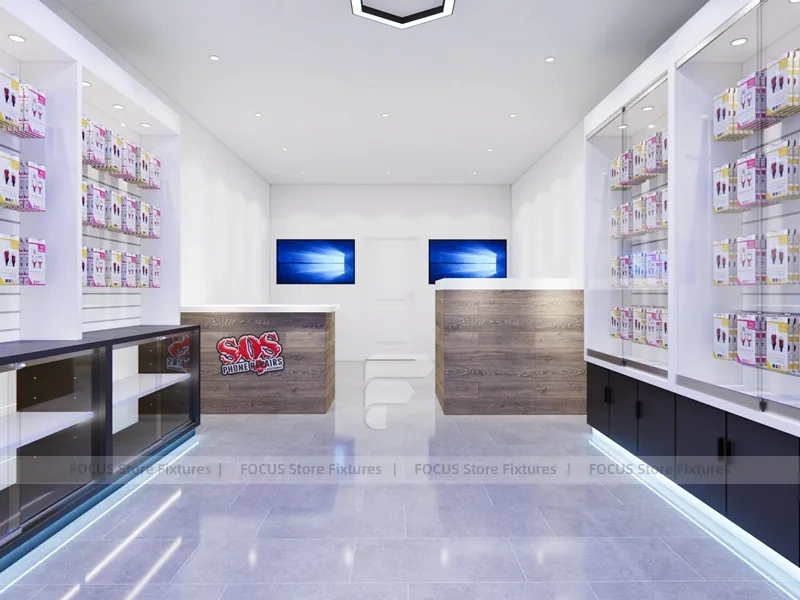 Red Black Phone Service Counter Store