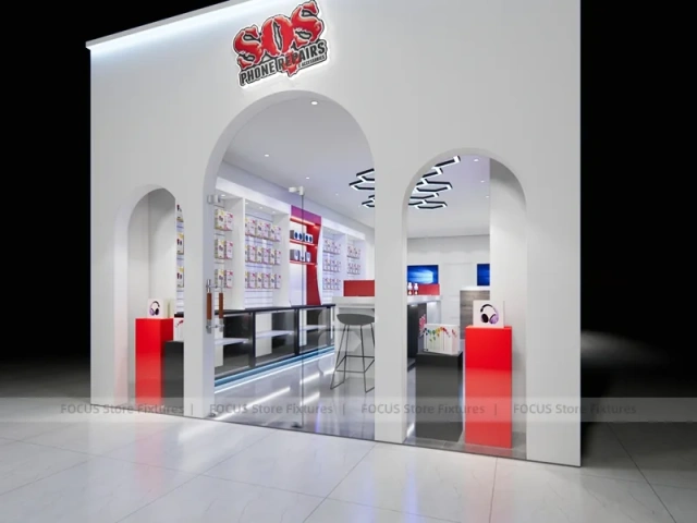 Red Black Phone Service Counter Store