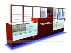 Red Black Phone Wall Display With Glass Counter