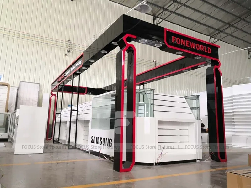Red Black Samsung Mobile Storefront Fixture