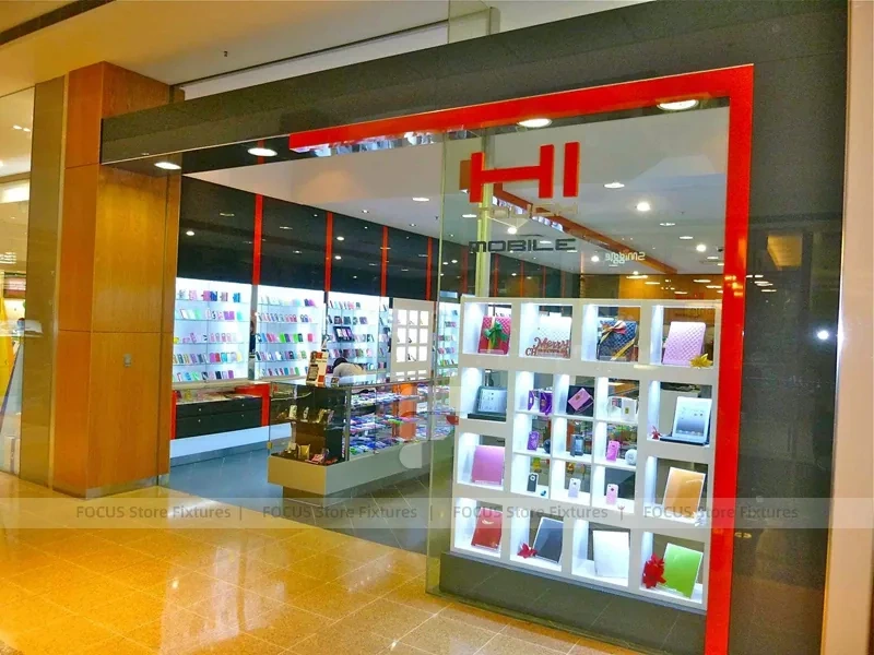 Red Blue Mobile Accessories Wall Store