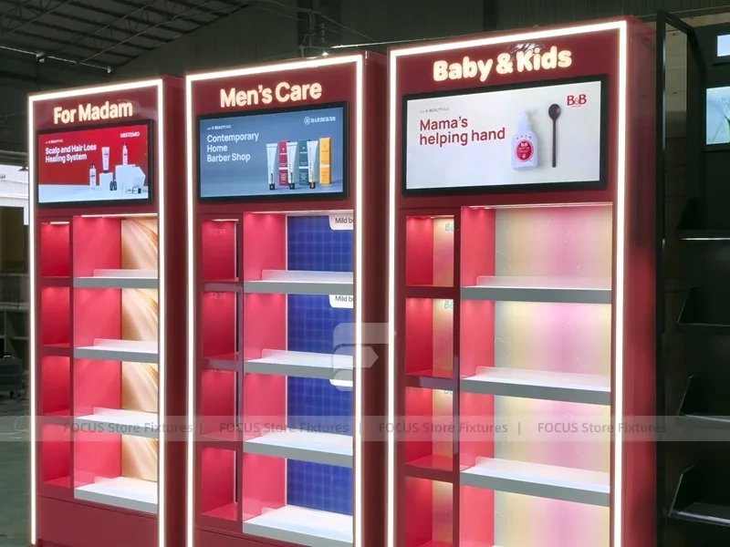 Red Category Beauty Wall Shelving Panels