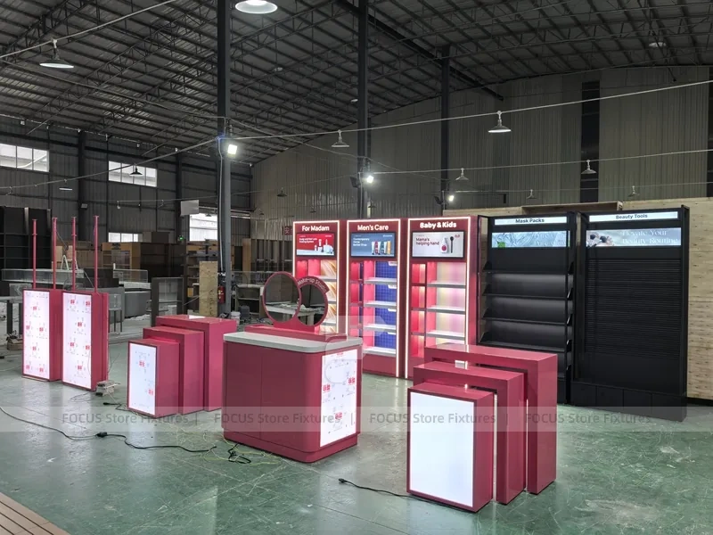 Red Category Beauty Wall Shelving Panels