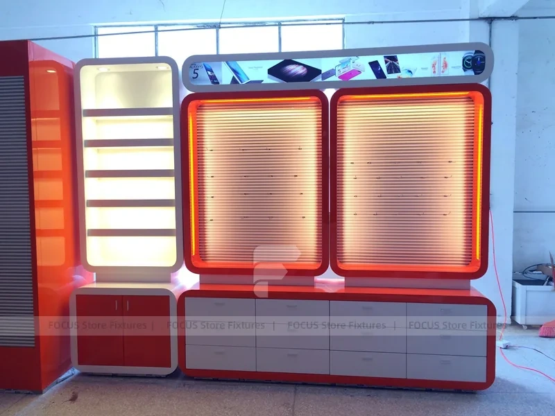 Red Orange Mobile Accessories Wall Display