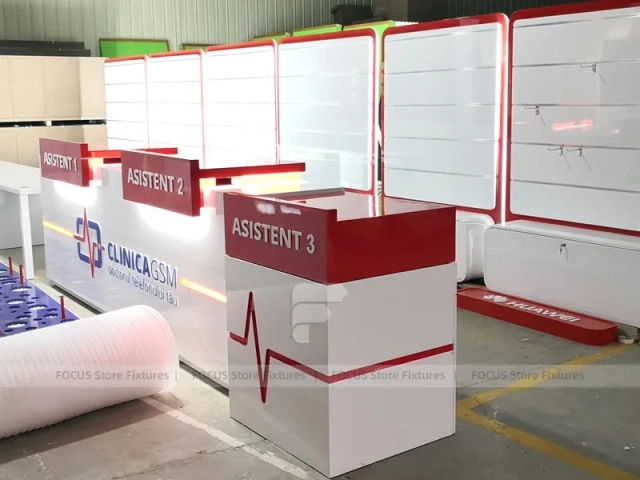 Red White Assistant Phone Checkout Counter Set