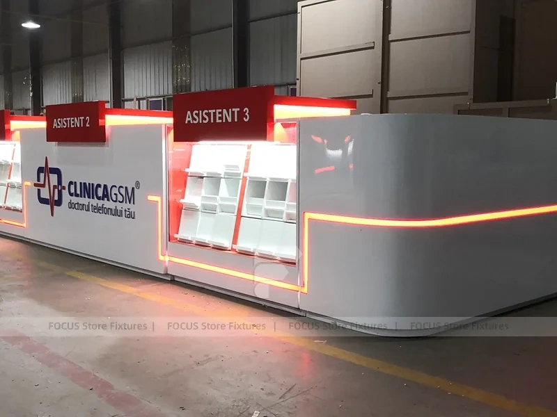 Red White Assistant Phone Checkout Counter Set