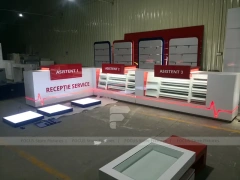 Red White Assistant Phone Counter Wall System