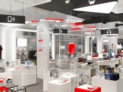 Red White Mobile Phone Experience Store Layout