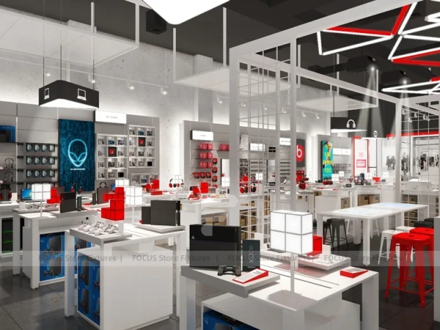 Red White Mobile Phone Experience Store Layout