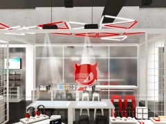 Red White Mobile Phone Experience Store Layout