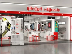 Red White Mobile Phone Experience Store Layout