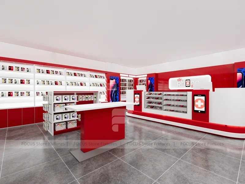 Red White Mobile Phone Store Interior