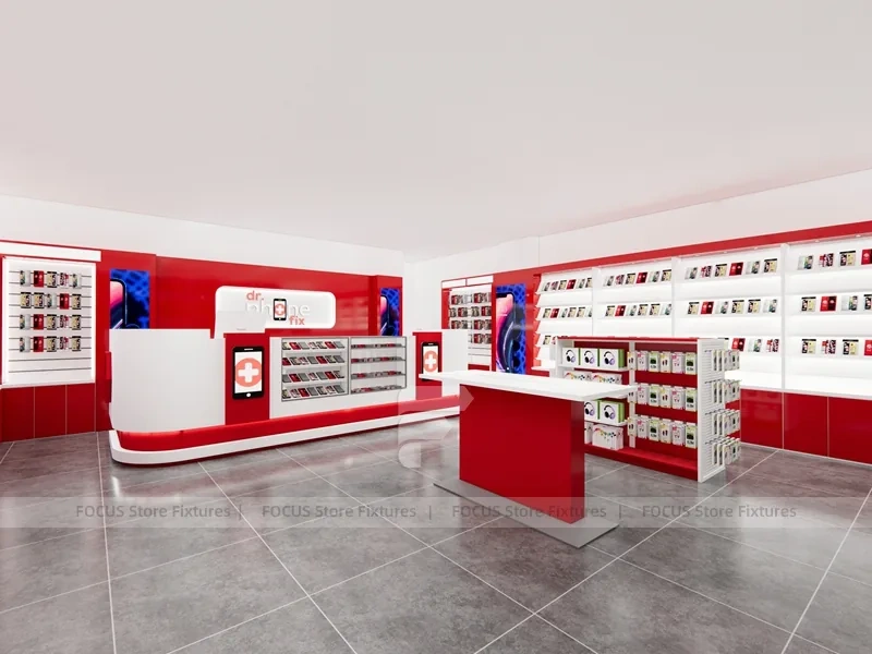 Red White Mobile Phone Store Interior