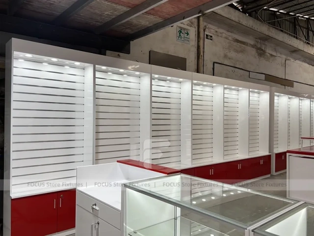 Red White Mobile Phone Store Interior Fixture