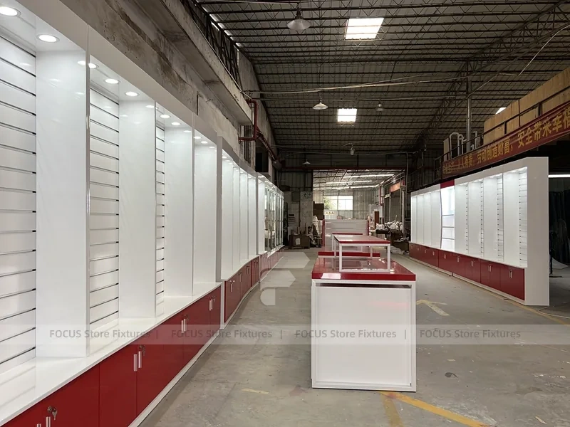 Red White Mobile Phone Store Interior Fixture