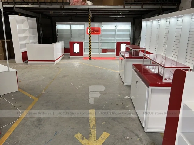 Red White Mobile Phone Store Interior Fixture
