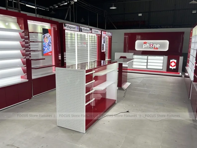 Red White Mobile Phone Store Interior Fixture