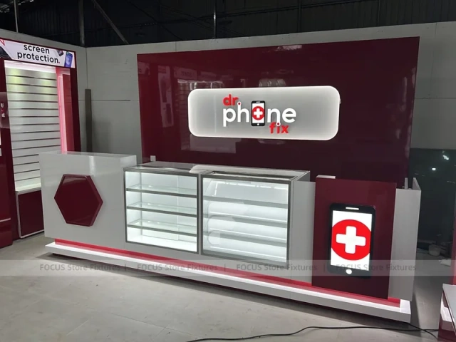 Red White Mobile Phone Store Interior Fixture