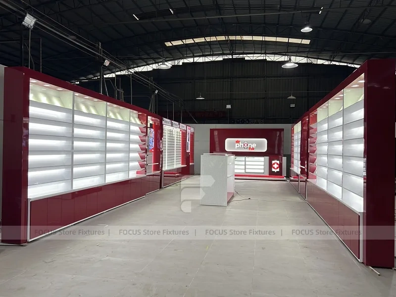 Red White Mobile Phone Store Interior Fixture