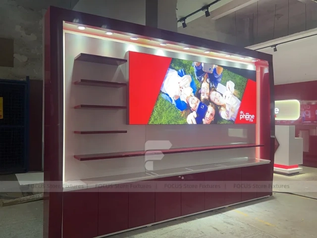 Red White Mobile Phone Wall Display Counter