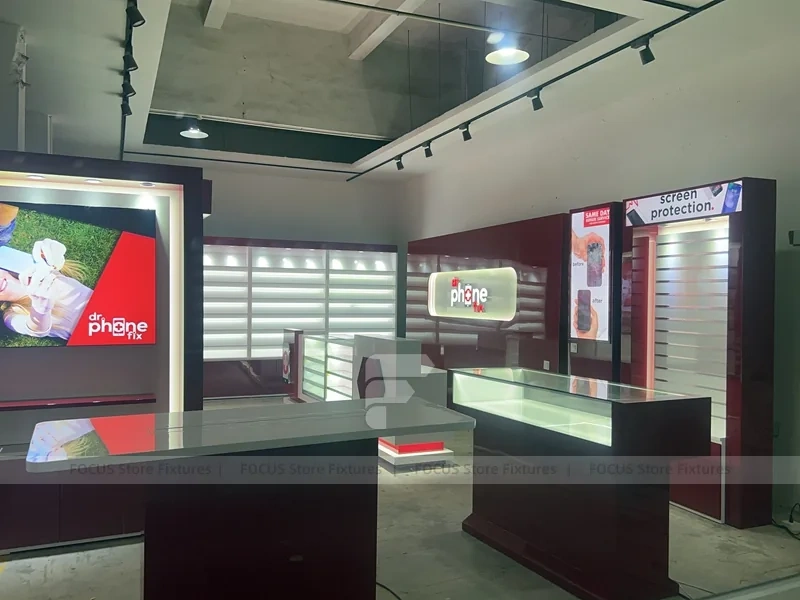 Red White Mobile Phone Wall Display Counter