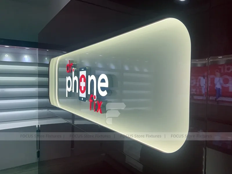 Red White Mobile Phone Wall Display Counter