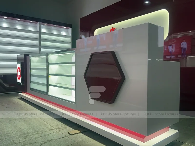 Red White Mobile Phone Wall Display Counter