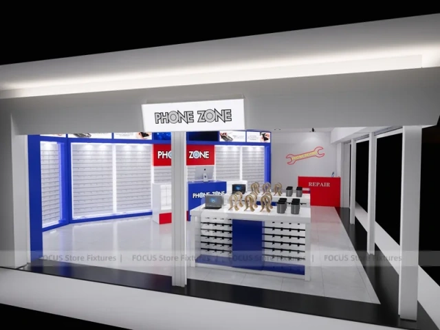 Red White Mobile Phone Wall Display Counter
