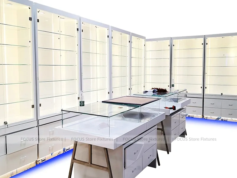 Red White Mobile Phone Wall Shelving Unit
