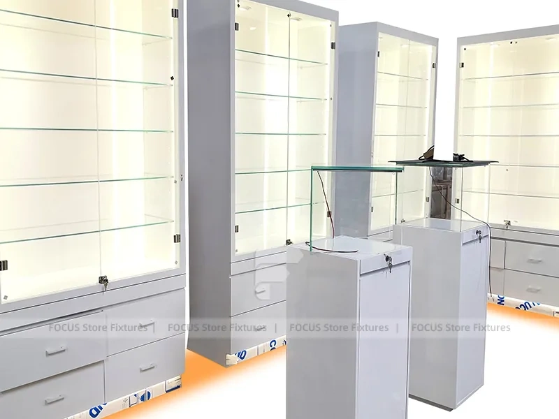 Red White Mobile Phone Wall Shelving Unit