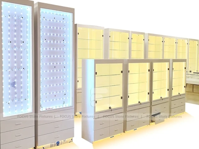 Red White Mobile Phone Wall Shelving Unit