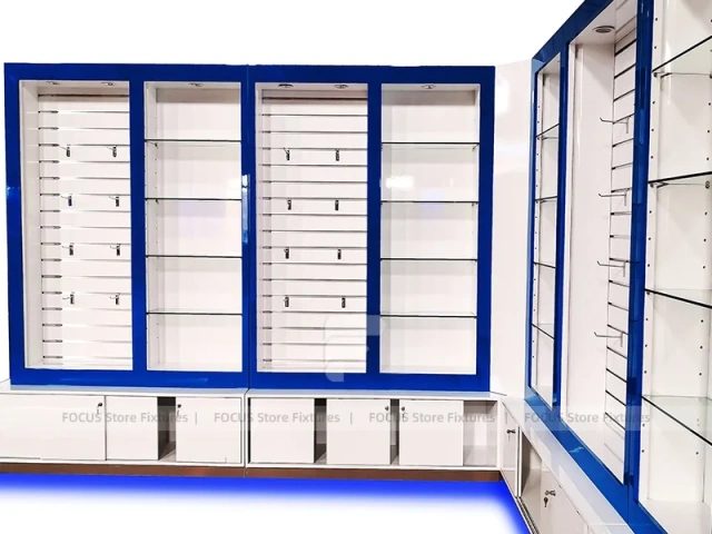 Red White Mobile Phone Wall Shelving Unit