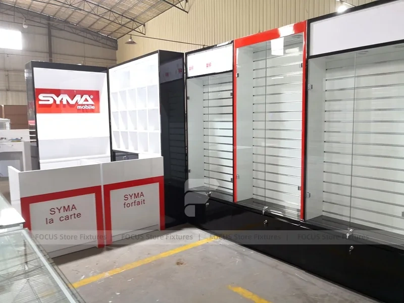 Red White Mobile Store 3D Interior Layout