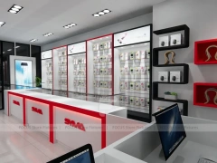 Red White Mobile Store 3D Interior Layout