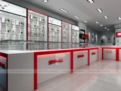 Red White Mobile Store 3D Interior Layout