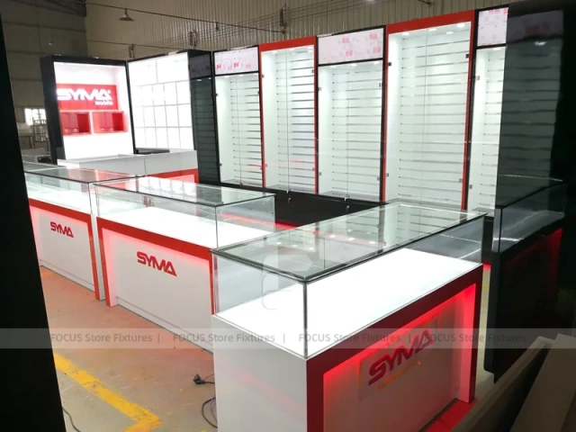 Red White Mobile Store 3D Interior Layout