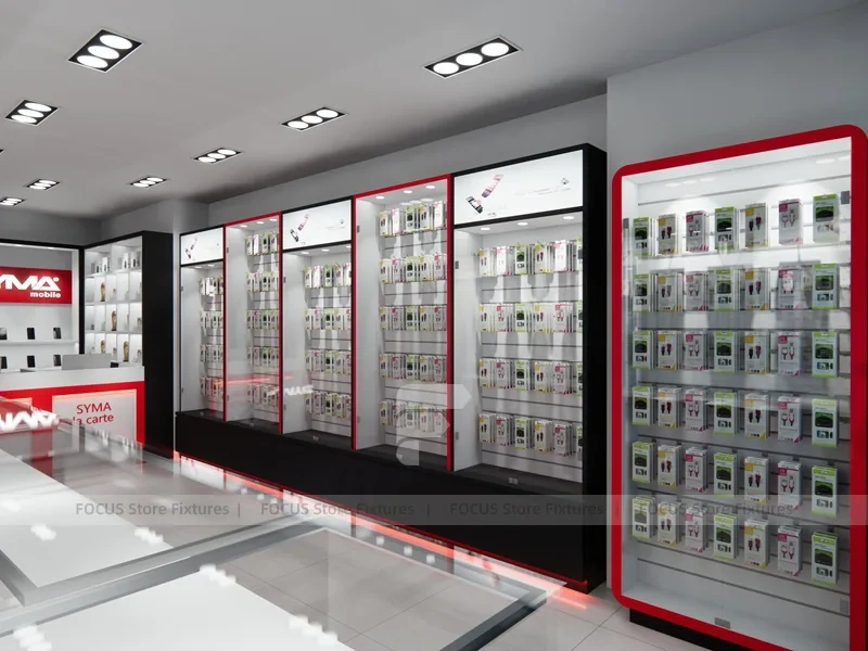 Red White Mobile Store 3D Interior Layout