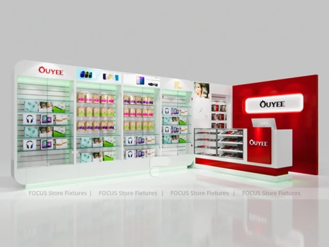 Red White Ouye Mobile Accessories Store Display