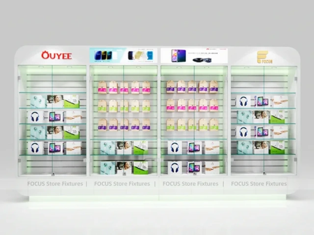 Red White Ouye Mobile Accessories Store Display